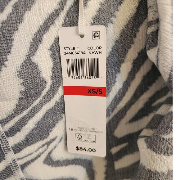 NWT Anne Cole Navy Zebra Shadow Swim Tunic Cover-up Resort Vacation XS/S - Picture 4 of 6